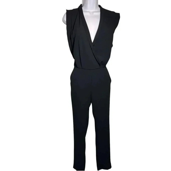 IRO black V-neck Loco Jumpsuit Scalloped Edge Size 34 US size 2 - Picture 1 of 9
